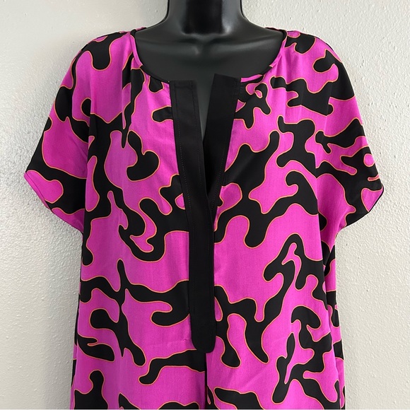 Diane Von Furstenberg DVF 100% Silk Firebird Print Shift Shirt Dress Size 10 - Picture 2 of 11